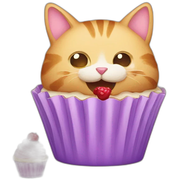 Cat eating cupcake emoji