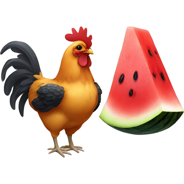 chicken and watermelon emoji