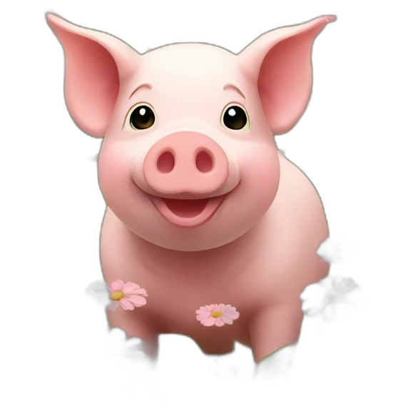 Pig in a field of flowers emoji