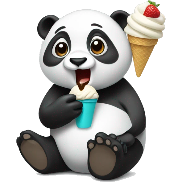 Panda eating ice cream emoji
