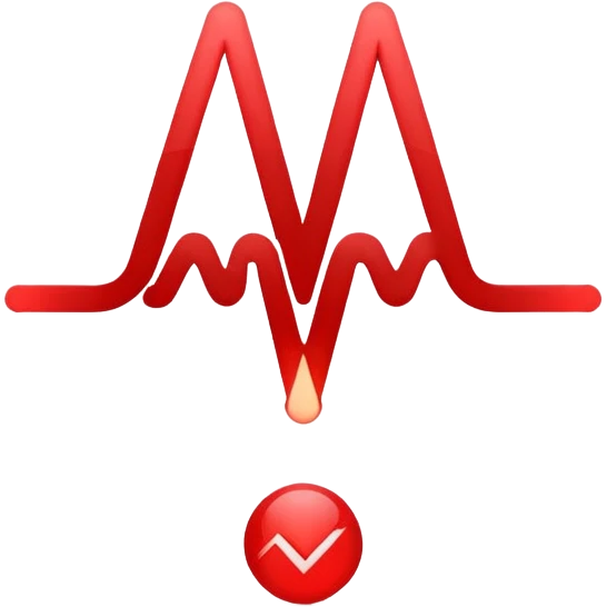 Minimalistic logo for MedSignal, sleek red pulse forming the letters 'AI' inside a smooth geometric shape, glowing red accents, clean white background, no black, conveying high-tech healthcare and AI technology emoji