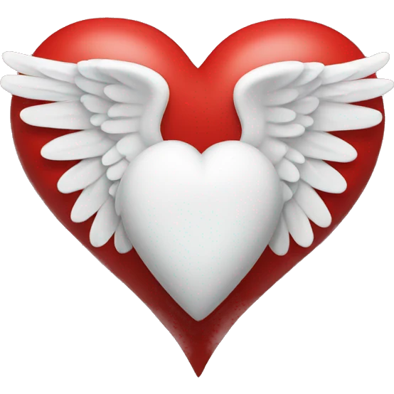 White heart with red wings around it  emoji