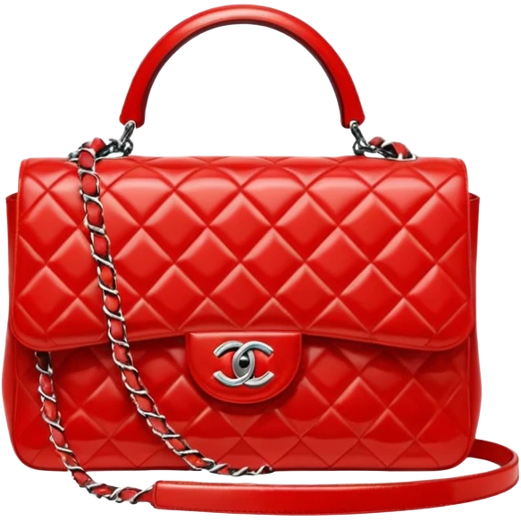 chanel bright red color bag  emoji