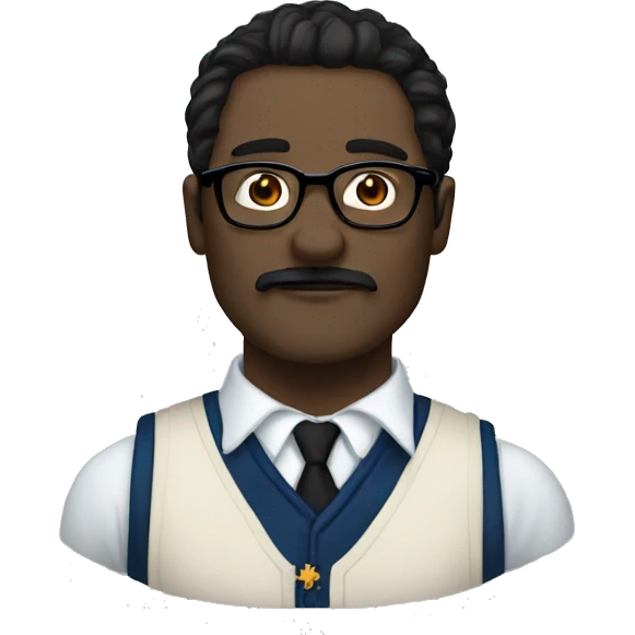 a man with white skin, he has black, long and very straight hair, a black mustache and glasses, ravenclaw emoji
