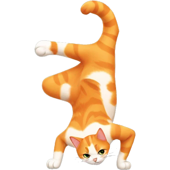 an orange cat doing a handstand emoji