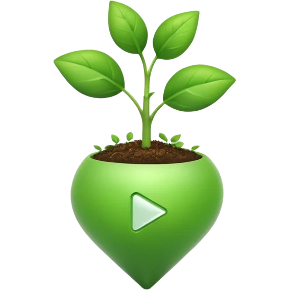 YouTube play icon growing from a small sprout emoji