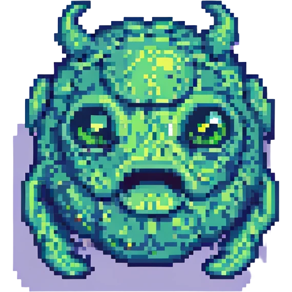 slime monster with a cute face pixel art emoji