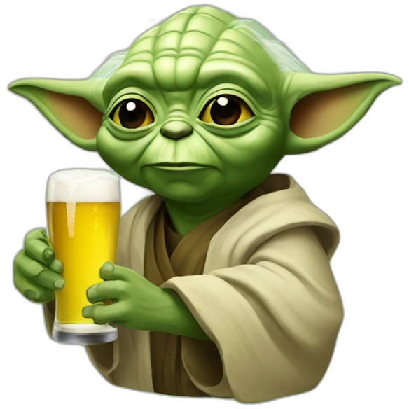Yoda drinking beer emoji