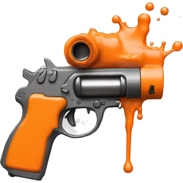 create only an orange color short oil feeder gun that the oil is spewing out a little emoji