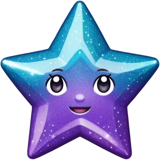 Estrela com 3 pontas roxa com glitter emoji