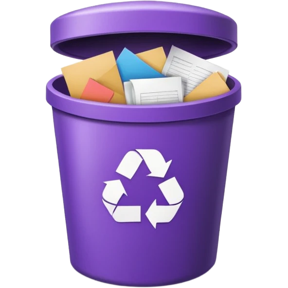 round purple recycle bin full emoji