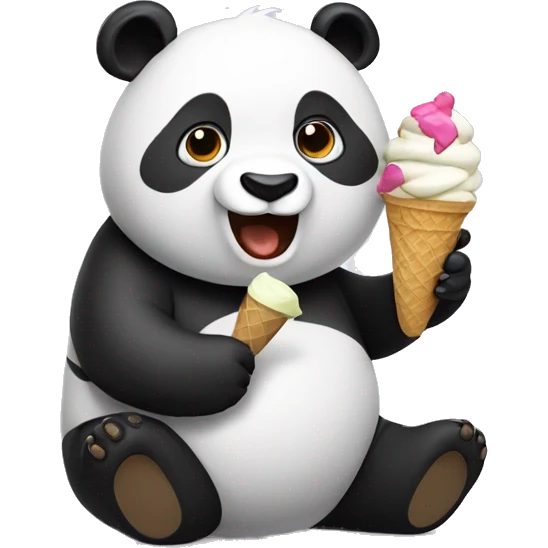 Panda eating ice cream emoji
