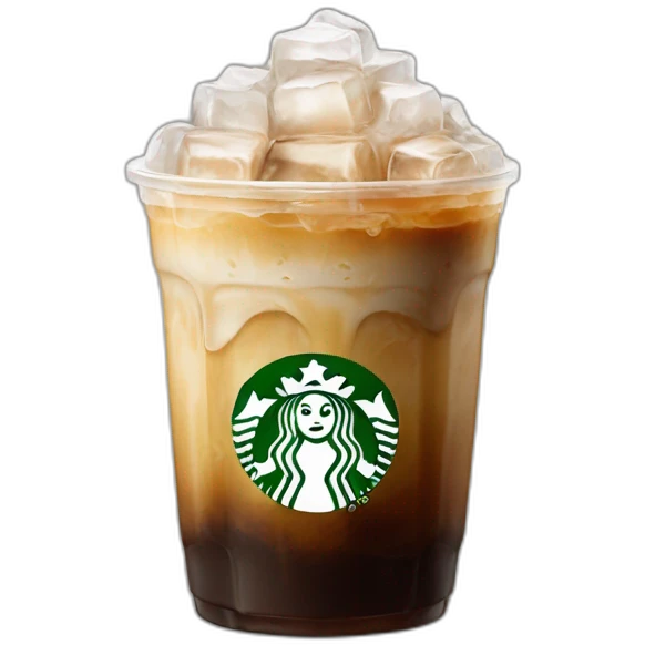 Starbuck ice coffee with ice cubes emoji