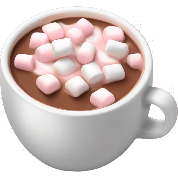 Light Pink mug of hot chocolate with marshmallows  emoji