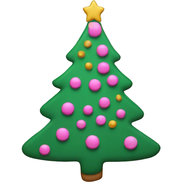 a brow cookie in a shape of a christmas tree and christmas tree to be drawn on it but in pink emoji
