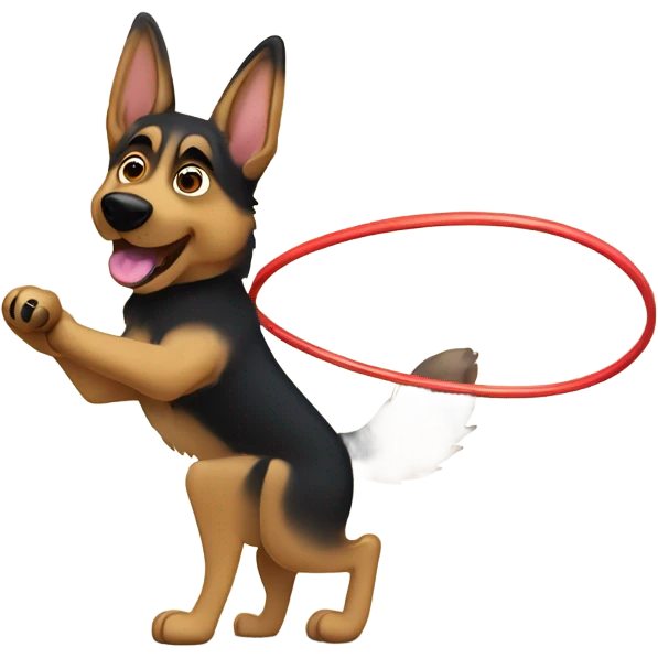 German Shepherd hula hooping ￼ emoji