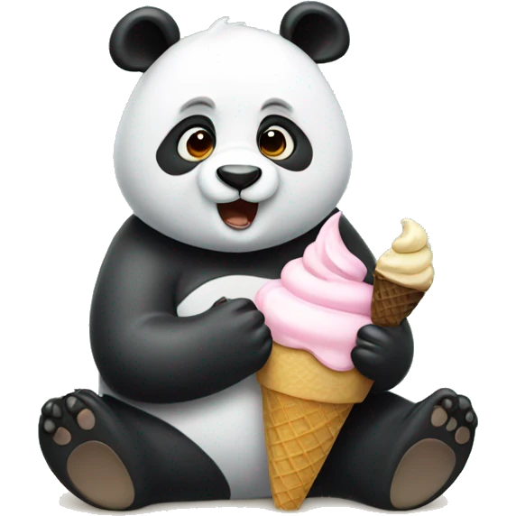 Panda eating ice cream emoji