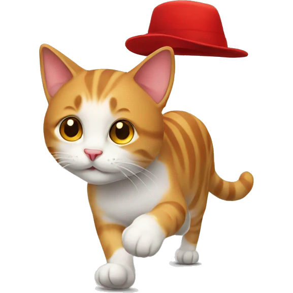 walking cat with red hat emoji