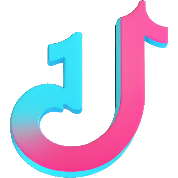 3D render of the official TikTok logo, perfectly matching the real logo's shape and proportions, using TikTok's signature colors black white cyan and pink, transparent background, no extra effects, suitable for Discord role icon emoji