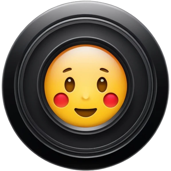 A round camera lens, apple emoji style, minimalist, with highlights, no faces emoji