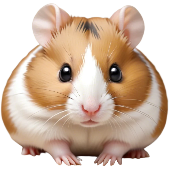 Cinematic Noble Brown and White Banded Hamster Portrait Emoji, Poised and regal, with a tiny, compact build and a uniquely patterned fur of warm brown and crisp white bands, deep-set soulful dark eyes, Simplified yet sharp and sophisticated features, highly detailed, glowing with a soft, dignified glow, high shine, intelligent and charming, stylized with an air of distinctive elegance, focused and attentive, soft glowing outline, capturing the essence of a watchful and confident rodent, so majestic it feels as though it could scurry out of the screen with effortless authority! emoji