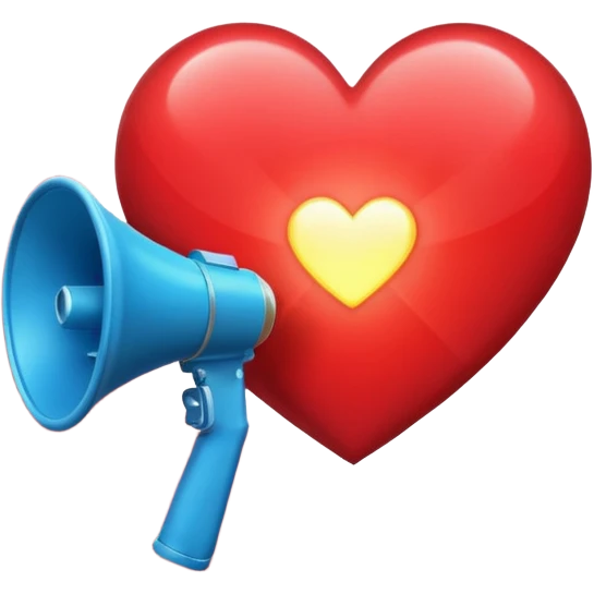 megaphone with a glowing heart coming out emoji