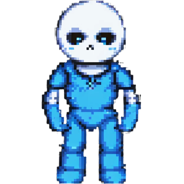 Sans in the style of pixel art emoji
