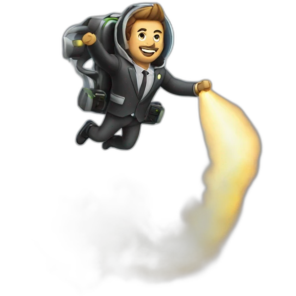 suit man flying jetpack emoji
