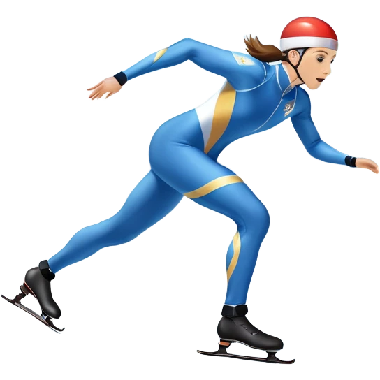 An icon showing a speed skater in a dynamic pose racing along a glossy ice track. The background features a clear blue sky, stadium stands with spectators, and snowy surroundings. Transparent background captures the speed, focus, and energy of professional speed skating. emoji