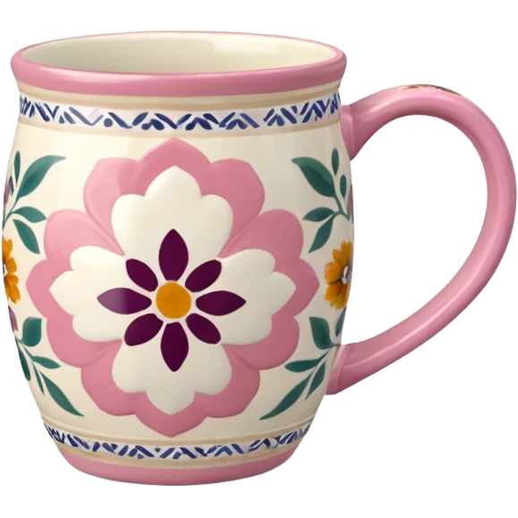Pink white & beige Talavera mug emoji