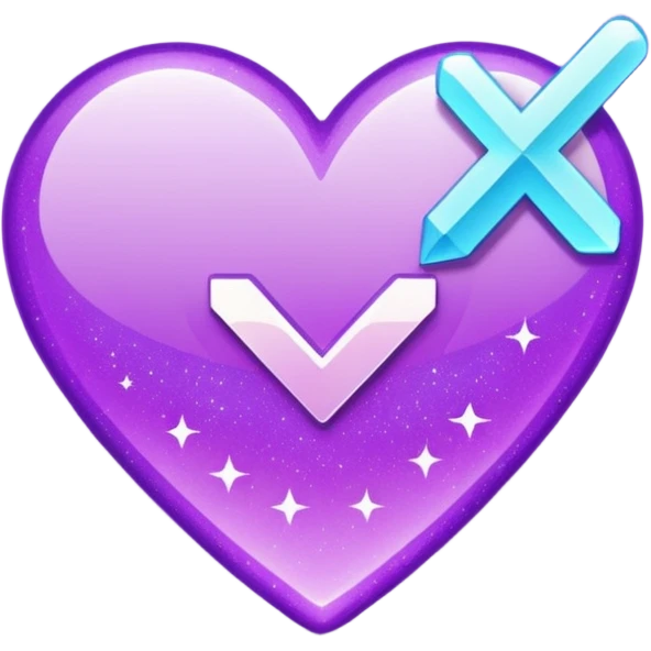 glitter purple and cian checkmark emoji