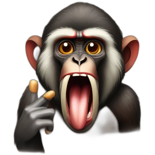 Funny Mandrill with a human look putting his index finger in his nose emoji