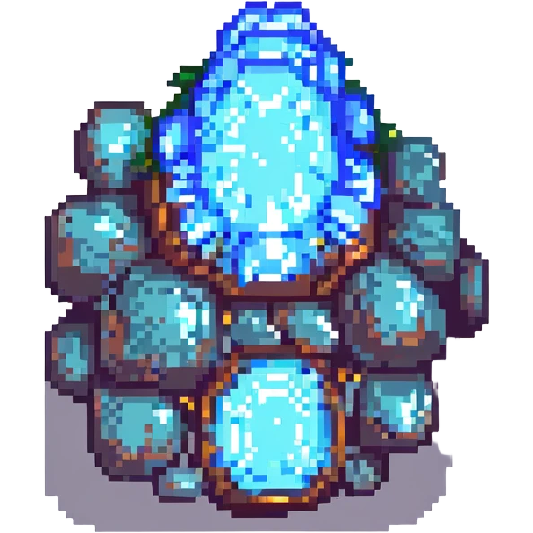 mystical metal ore with magical aura in pixel art style emoji