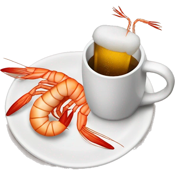a mug of beer with a plate of shrimp emoji