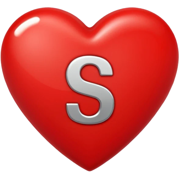 Love heart in red colour and center S letter only emoji