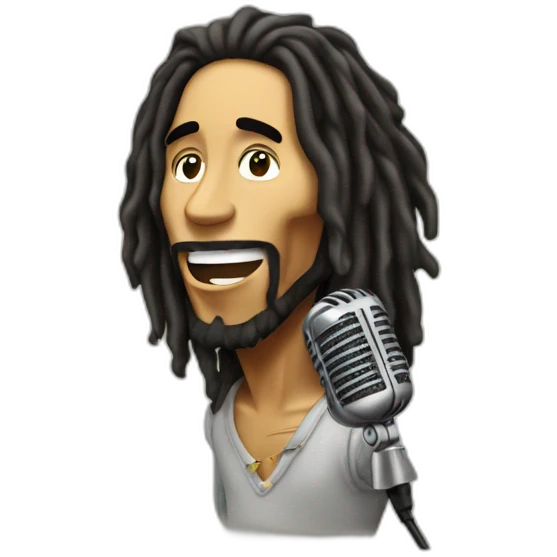 Bob Marley singing in mic emoji