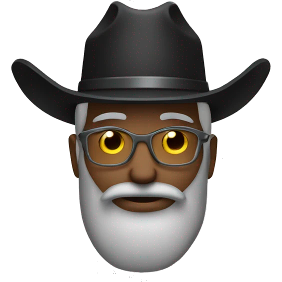 black cowboy hat on man with long grey beard emoji