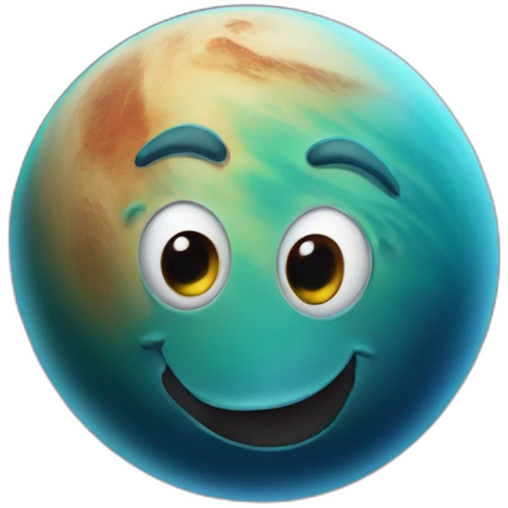 planet Venus with a cartoon face with tongue emoji
