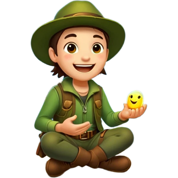 forest rogue laughing while fireflies scatter emoji