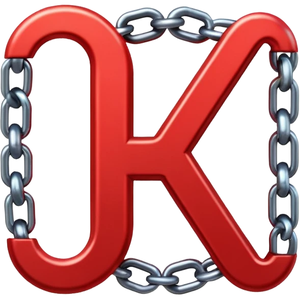 Red chain link logo in the shape of the letter K emoji