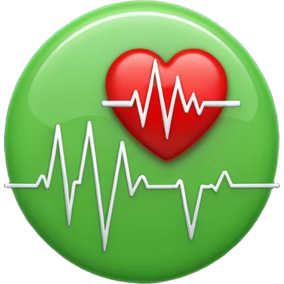 green dot with ECG heartbeat line emoji