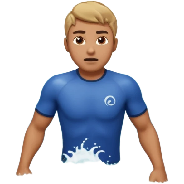 man standing in ocean waves, water splashing around him, determined expression, dynamic sea motion, cinematic ocean vibe, 3D cartoon style, mobile game icon style, clean background, no text, no watermark
  emoji