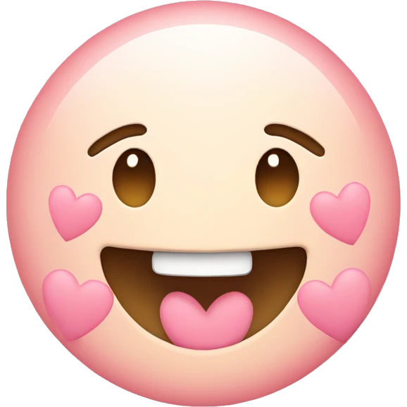Smiling emoji with light pink hearts for blush emoji