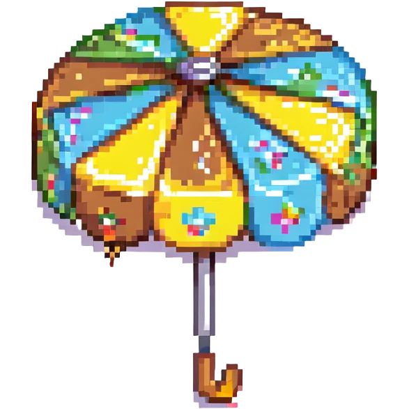 pixel art dalgona candy with umbrella shape, inspired by Squid Game emoji