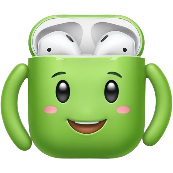 smiling cute green pea wearing airpods emoji
