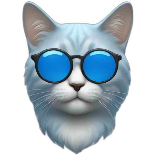 Un chat bleu avec des lunettes emoji