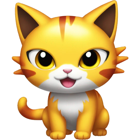 Shiny Dark-type-Fire-type-Fakémon-Cat full body emoji