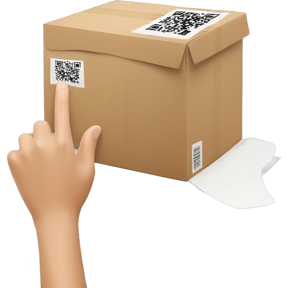 hand with phone scanning a parcel's qr-code emoji