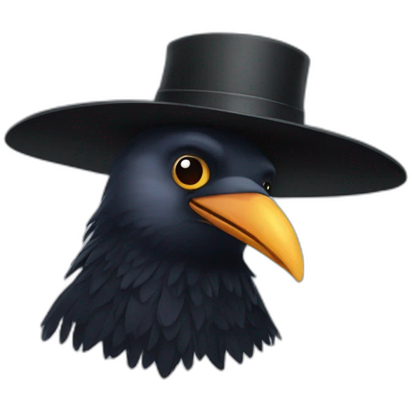 Crow with hat emoji
