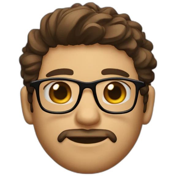Gamer, chico con pelo corto, pelo color castaño, gafas de sol emoji